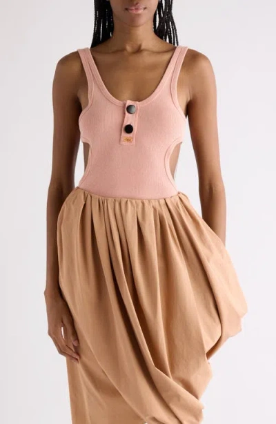 Chloé Cutout Flatlock Rib Cotton Jersey Henley Tank In White