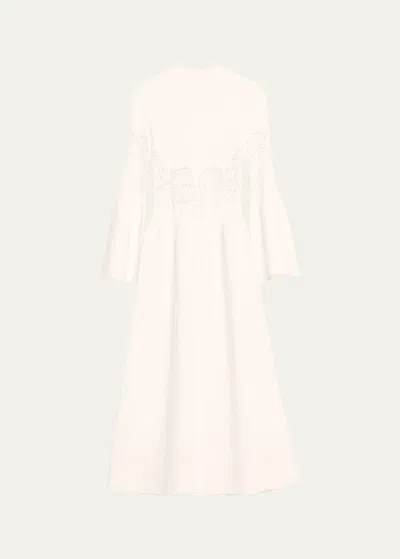 Chloé Cutout Lace Compact Ribbed Wool Dress In Pink