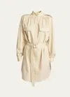 Chloé Utilitarian Shirt Dress In Light Cotton Poplin Brown Size 10 100% Cotton, Pinctada Maxima, Farmed, C In Secret Brown