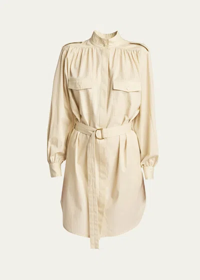 Chloé Utilitarian Shirt Dress In Light Cotton Poplin Brown Size 10 100% Cotton, Pinctada Maxima, Farmed, C