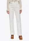 Chloé Cotton Straight-leg Trousers In White
