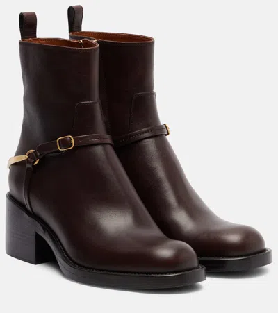 Chloé Dakota 60 Leather Ankle Boots In Brown