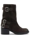 Chloé Stylish Block Heel Suede Ankle Boots In Brown