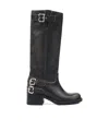 Chloé New Bikers Buckled Textured-leather Boots In Black