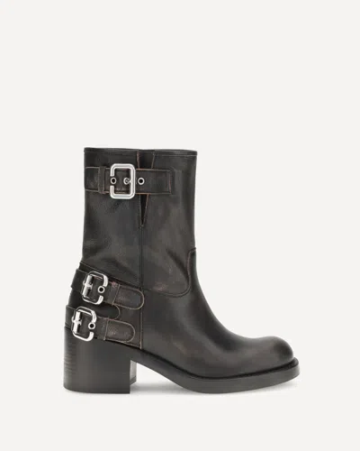 Chloé Dakota Brushed Leather Ankle Boots In Black