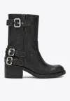 Chloé Dakota Block Heel Buckle Mid-calf Boots In Black
