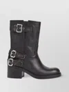 Chloé Dakota Block Heel Buckle Mid-calf Boots In Black