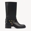 Chloé Black Leather Dakota Boots In Black