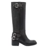 Chloé New Bikers Buckled Textured-leather Boots In Black