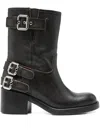 Chloé Dakota Block Heel Buckle Mid-calf Boots In Black