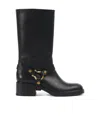 Chloé Black Leather Dakota Boots In Black