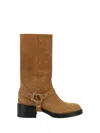 Chloé Dakota Buckled Suede Ankle Boots In Gold Brown