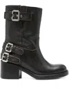 Chloé Dakota Brushed Leather Ankle Boots Shoes In Black