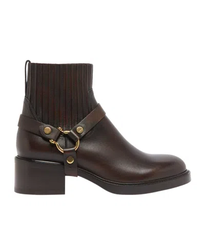 Chloé Dakota Buckled Ankle Boots In Brown