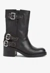 Chloé Dakota Block Heel Buckle Mid-calf Boots In Black