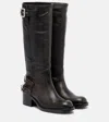 Chloé New Bikers Buckled Textured-leather Boots In Black