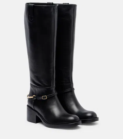 Chloé Dakota Leather Knee-high Boots In Black