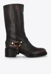 Chloé Black Leather Dakota Boots In Brown