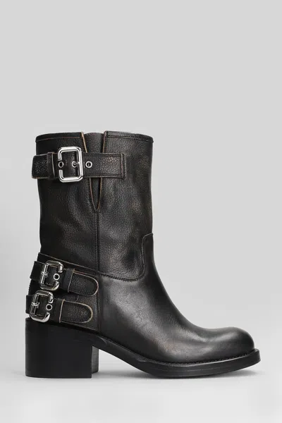Chloé Dakota Low Heels Boots In Black Leather