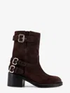 Chloé Stylish Block Heel Suede Ankle Boots In Brown