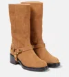Chloé Dakota Buckled Suede Ankle Boots In Beige