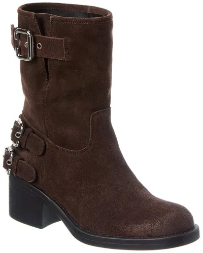 Chloé Stylish Block Heel Suede Ankle Boots In Brown