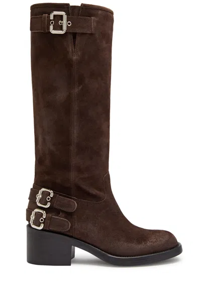 Chloé Chloe Dakota Suede Knee-high Boots In Brown