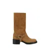 Chloé Dakota Buckled Suede Ankle Boots In Brown