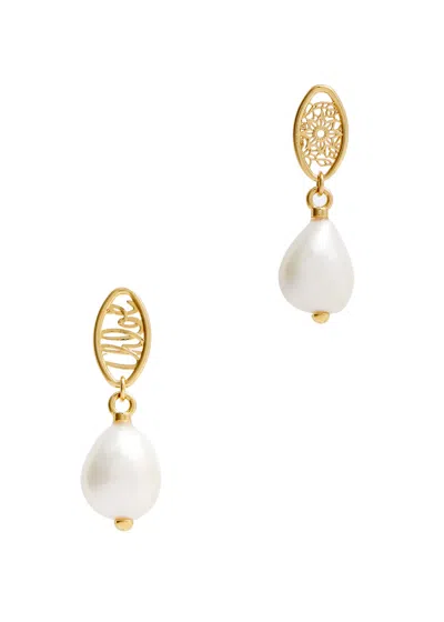 Chloé Chloe Darcey Pearl-embellished Drop Earrings In Gold