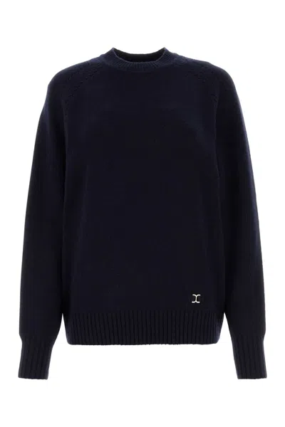 CHLOÉ CHLOE DARK BLUE CASHMERE BLEND OVERSIZE SWEATER