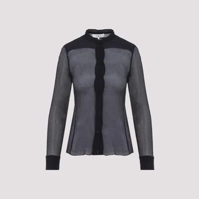 CHLOÉ DARK BLUE SHEER SILK SHIRT