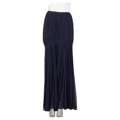 Pre-owned Chloé Chloe Dark Blue Silk Ruched Chiffon Maxi Skirt 36 Xs