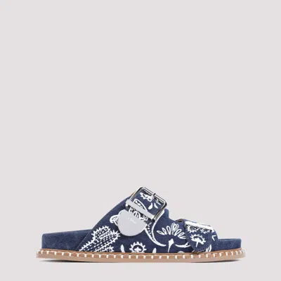 CHLOÉ DARK BLUE SLIP ON SANDALS