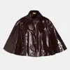 Chloé Short Brown Shiny Cotton Cape In Obscure Brown