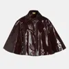 Chloé Short Shiny Lacquered Cape In Obscure Brown
