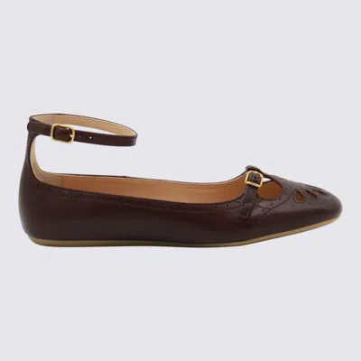 CHLOÉ DARK BROWN LEATHER FLATS