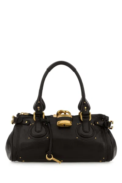 Chloé Dark Brown Leather Paddington Shoulder Bag In Black