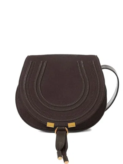 CHLOÉ DARK BROWN MARCIE SMALL CROSSBODY BAG