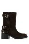 Chloé Dakota 60 Buckled Suede Ankle Boots In Brown