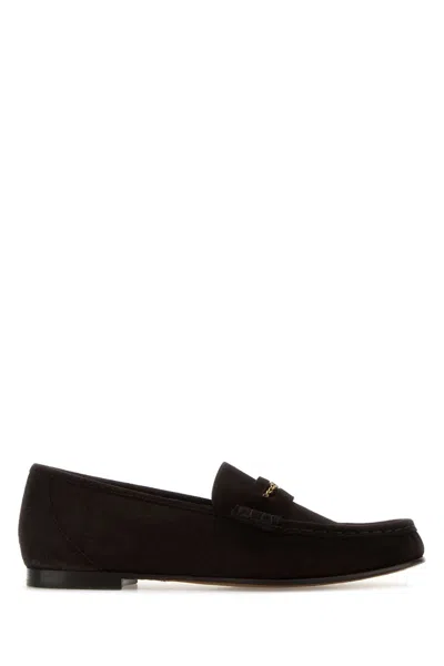Chloé Dark Brown Suede Loafers In Multi