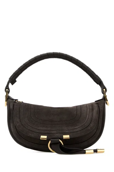 Chloé Dark Brown Suede Mini Marcie Shoulder Bag
