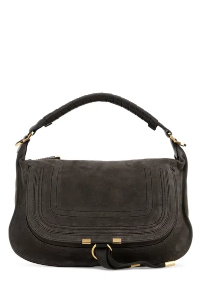 Chloé Dark Brown Suede Small Marcie Shoulder Bag