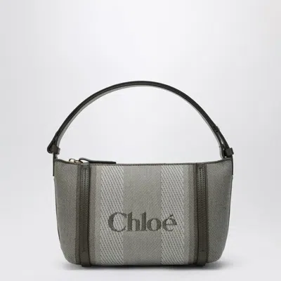 Chloé Dark Green Striped  Carry Tote Bag In Canvas