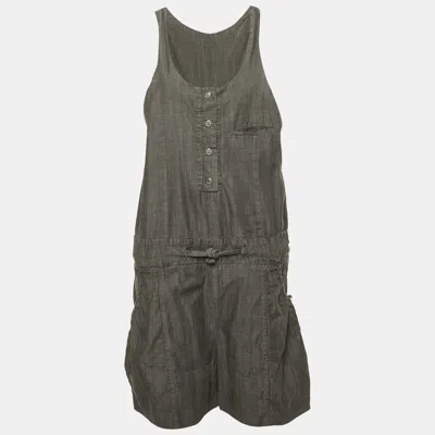 Pre-owned Chloé Dark Grey Cotton Waist Tie-up Dungaree M In Gray