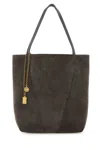 Chloé Suede Spin Shopping Bag With Chain Embellishment In Gray