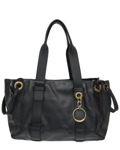 Pre-owned Chloé Dark Navy Leather Tote (authentic Pre-loved)