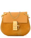 Chloé Dark Ochre Suede Smooth Mini Drew Shoulder Bag (authentic Pre-loved) In Orange