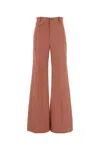 Chloé High-rise Flared Trousers In Cotton Canvas Pink Size 8 100% Cotton, Horn Bubalus Bubalis, Farmed, Co In Pink