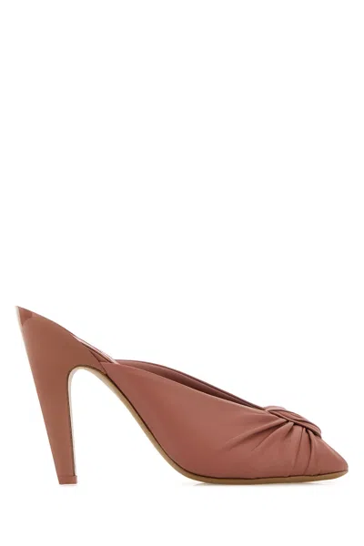 Chloé Chloe Dark Pink Leather Suzie Mules