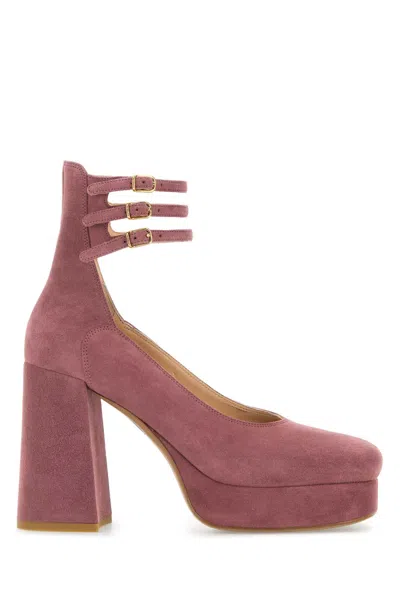 CHLOÉ DARK PINK SUEDE LOTI PUMPS